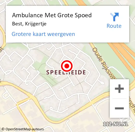 Locatie op kaart van de 112 melding: Ambulance Met Grote Spoed Naar Best, Krijgertje op 25 oktober 2015 16:44