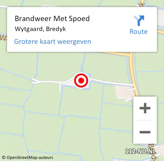 Locatie op kaart van de 112 melding: Brandweer Met Spoed Naar Wytgaard, Bredyk op 25 oktober 2015 17:18