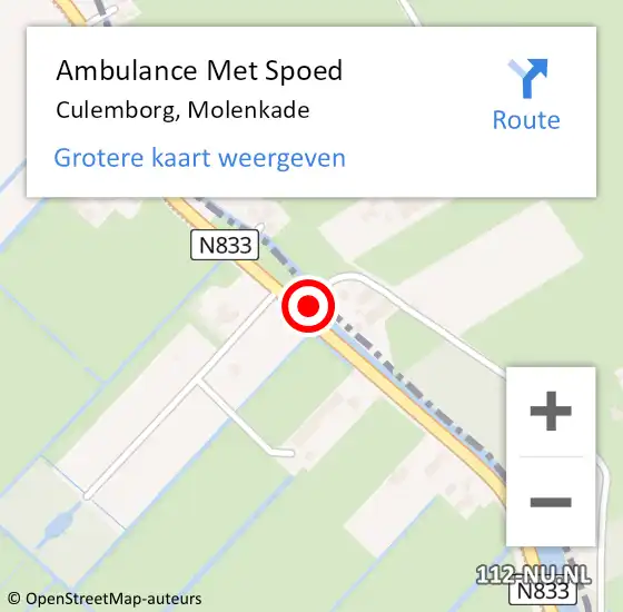 Locatie op kaart van de 112 melding: Ambulance Met Spoed Naar Culemborg, Molenkade op 26 oktober 2015 09:37