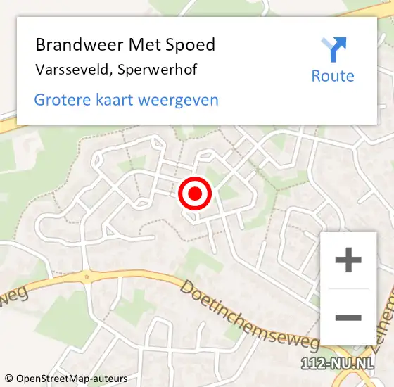 Locatie op kaart van de 112 melding: Brandweer Met Spoed Naar Varsseveld, Sperwerhof op 27 oktober 2015 12:33