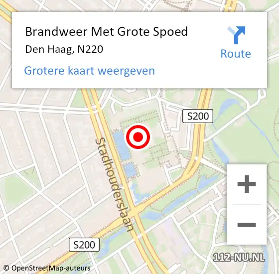 Locatie op kaart van de 112 melding: Brandweer Met Grote Spoed Naar Den Haag, N220 op 27 oktober 2015 15:35