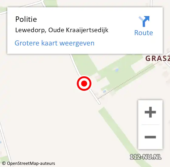 Locatie op kaart van de 112 melding: Politie Lewedorp, Oude Kraaijertsedijk op 27 oktober 2015 16:17