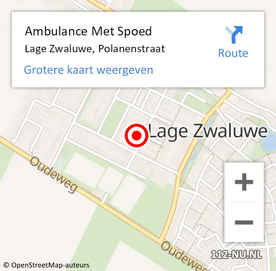 Locatie op kaart van de 112 melding: Ambulance Met Spoed Naar Lage Zwaluwe, Polanenstraat op 28 oktober 2015 01:10