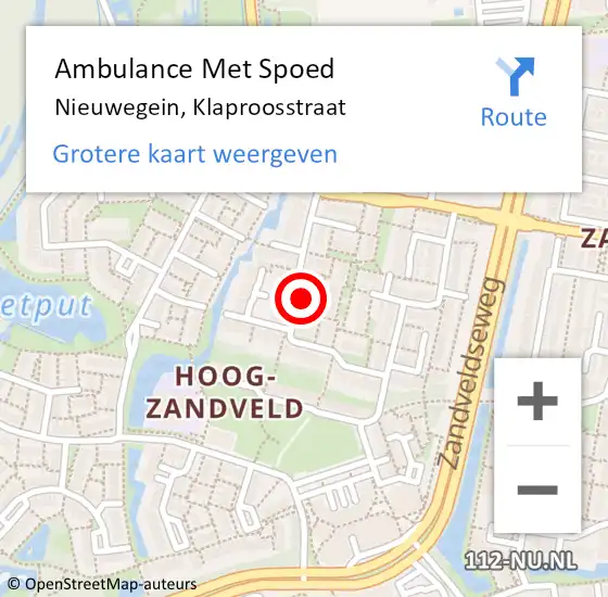 Locatie op kaart van de 112 melding: Ambulance Met Spoed Naar Nieuwegein, Klaproosstraat op 28 oktober 2015 15:38