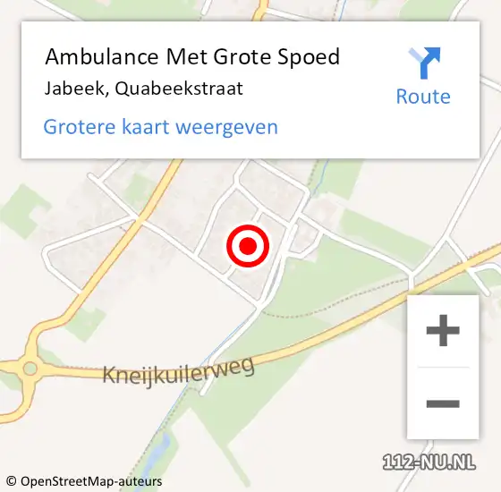 Locatie op kaart van de 112 melding: Ambulance Met Grote Spoed Naar Jabeek, Quabeekstraat op 28 oktober 2015 19:52
