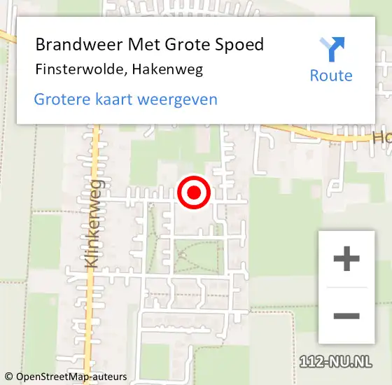 Locatie op kaart van de 112 melding: Brandweer Met Grote Spoed Naar Finsterwolde, Hakenweg op 29 oktober 2015 00:14