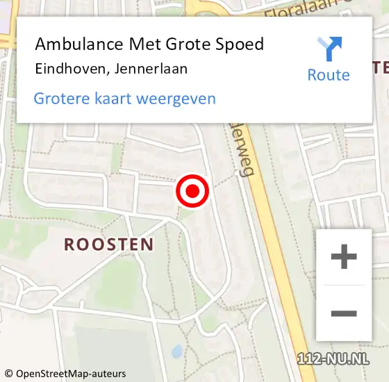 Locatie op kaart van de 112 melding: Ambulance Met Grote Spoed Naar Eindhoven, Jennerlaan op 29 oktober 2015 08:13
