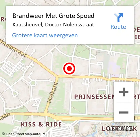 Locatie op kaart van de 112 melding: Brandweer Met Grote Spoed Naar Kaatsheuvel, Doctor Nolensstraat op 29 oktober 2015 14:51