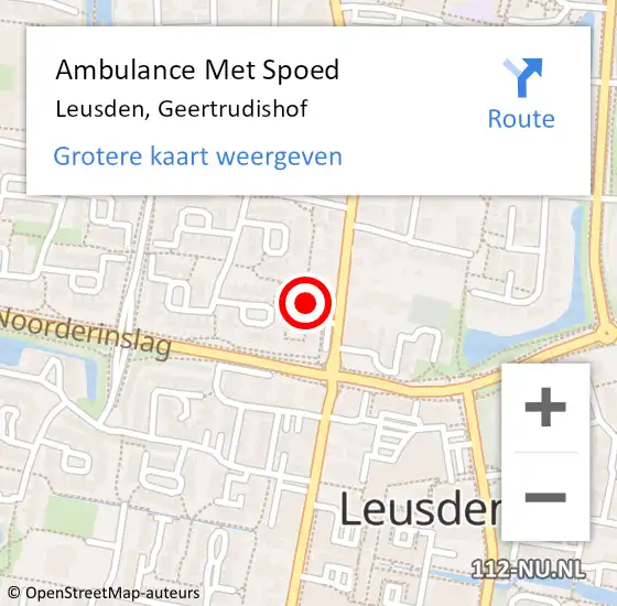 Locatie op kaart van de 112 melding: Ambulance Met Spoed Naar Leusden, Geertrudishof op 30 oktober 2015 08:06