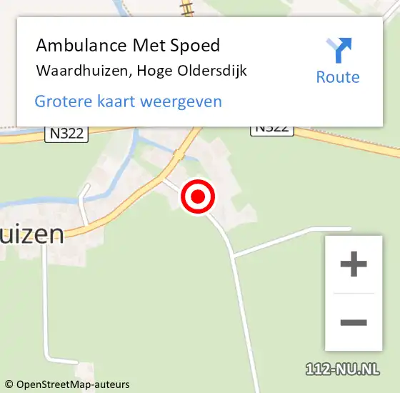 Locatie op kaart van de 112 melding: Ambulance Met Spoed Naar Waardhuizen, Hoge Oldersdijk op 31 oktober 2015 04:49