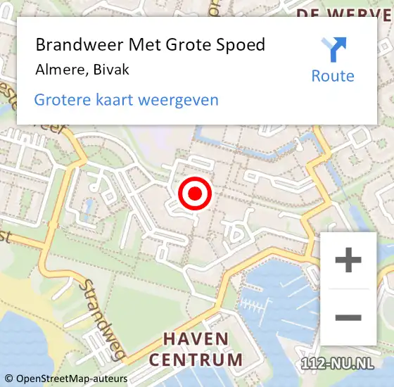 Locatie op kaart van de 112 melding: Brandweer Met Grote Spoed Naar Almere, Bivak op 31 oktober 2015 09:32