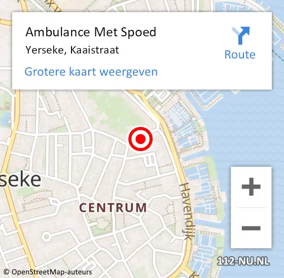 Locatie op kaart van de 112 melding: Ambulance Met Spoed Naar Yerseke, Kaaistraat op 1 november 2015 02:37