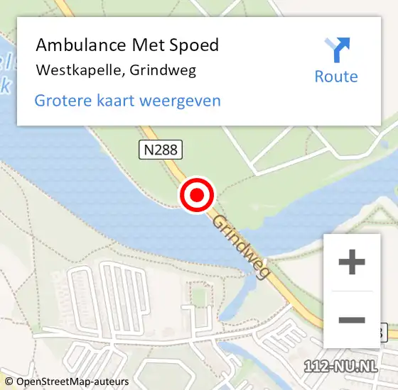 Locatie op kaart van de 112 melding: Ambulance Met Spoed Naar Westkapelle, Grindweg op 1 november 2015 04:52