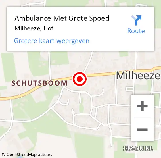 Locatie op kaart van de 112 melding: Ambulance Met Grote Spoed Naar Milheeze, Hof op 1 november 2015 11:38