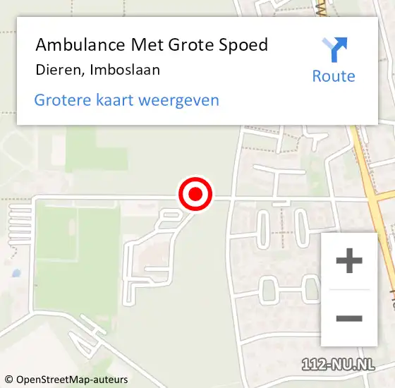 Locatie op kaart van de 112 melding: Ambulance Met Grote Spoed Naar Dieren, Imboslaan op 1 november 2015 11:47