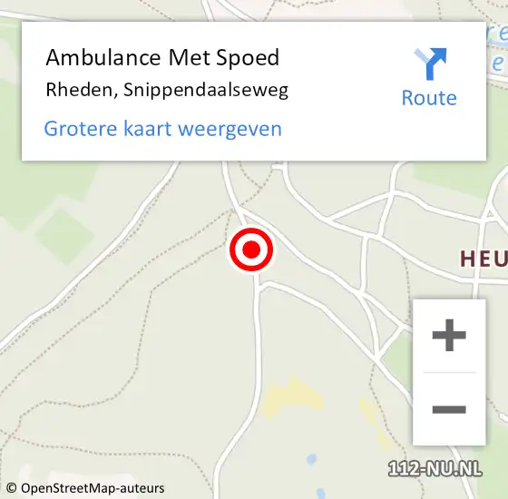 Locatie op kaart van de 112 melding: Ambulance Met Spoed Naar Rheden, Snippendaalseweg op 1 november 2015 13:13