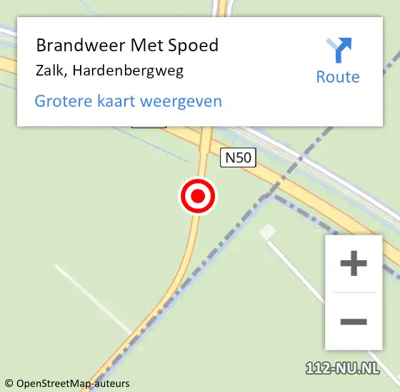 Locatie op kaart van de 112 melding: Brandweer Met Spoed Naar Zalk, Hardenbergweg op 1 november 2015 16:30