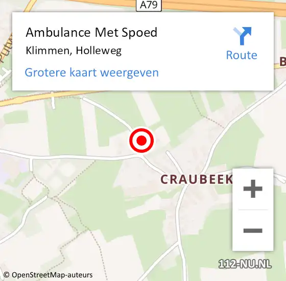 Locatie op kaart van de 112 melding: Ambulance Met Spoed Naar Klimmen, Holleweg op 25 november 2013 16:37