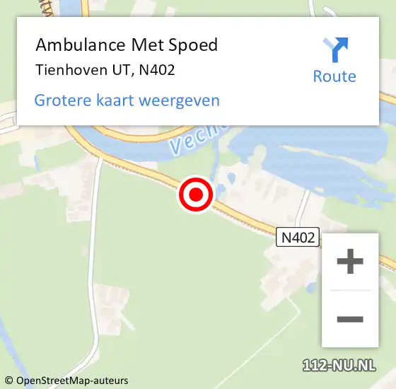 Locatie op kaart van de 112 melding: Ambulance Met Spoed Naar Tienhoven UT, N402 op 2 november 2015 11:15