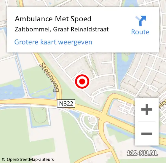 Locatie op kaart van de 112 melding: Ambulance Met Spoed Naar Zaltbommel, Graaf Reinaldstraat op 2 november 2015 13:18