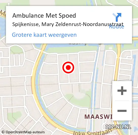 Locatie op kaart van de 112 melding: Ambulance Met Spoed Naar Spijkenisse, Mary Zeldenrust-Noordanusstraat op 2 november 2015 13:44