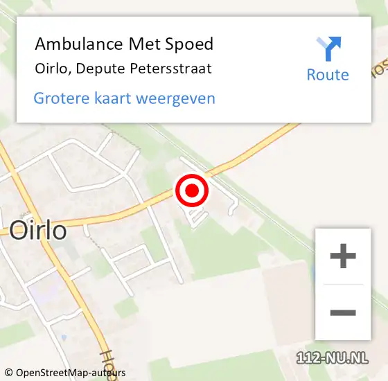 Locatie op kaart van de 112 melding: Ambulance Met Spoed Naar Oirlo, Depute Petersstraat op 2 november 2015 14:41