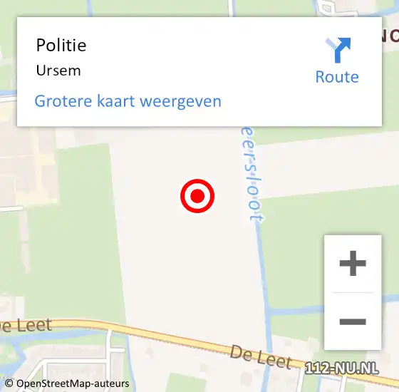 Locatie op kaart van de 112 melding: Politie Ursem op 3 november 2015 07:14