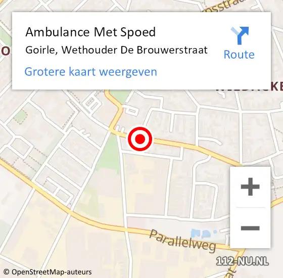 Locatie op kaart van de 112 melding: Ambulance Met Spoed Naar Goirle, Wethouder De Brouwerstraat op 3 november 2015 08:36