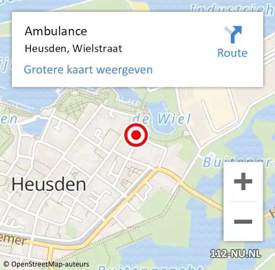Locatie op kaart van de 112 melding: Ambulance Heusden, Wielstraat op 3 november 2015 13:45
