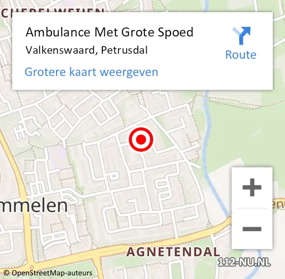 Locatie op kaart van de 112 melding: Ambulance Met Grote Spoed Naar Valkenswaard, Petrusdal op 3 november 2015 23:52