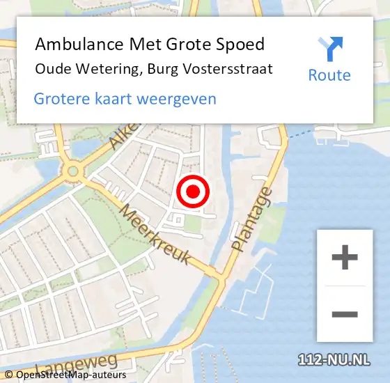 Locatie op kaart van de 112 melding: Ambulance Met Grote Spoed Naar Oude Wetering, Burg Vostersstraat op 4 november 2015 13:21