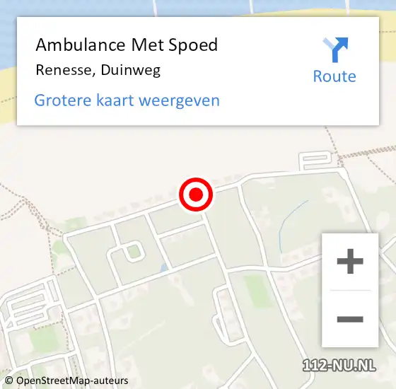 Locatie op kaart van de 112 melding: Ambulance Met Spoed Naar Renesse, Duinweg op 4 november 2015 18:18