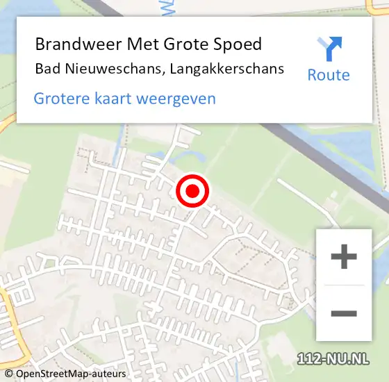 Locatie op kaart van de 112 melding: Brandweer Met Grote Spoed Naar Bad Nieuweschans, Langakkerschans op 4 november 2015 19:15