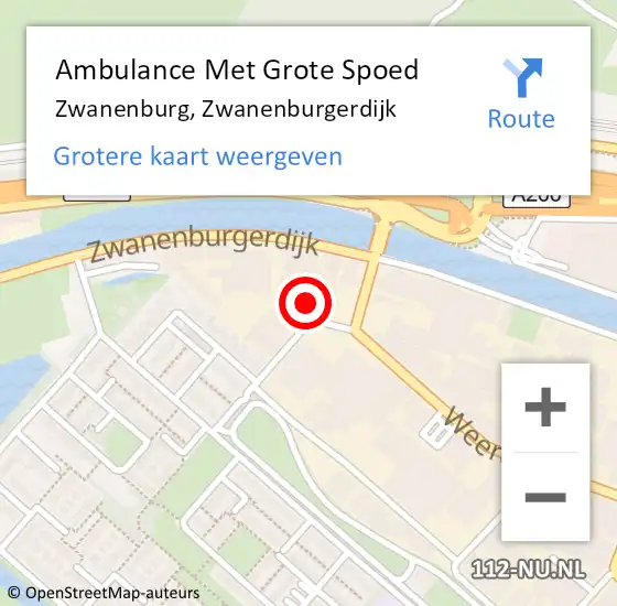 Locatie op kaart van de 112 melding: Ambulance Met Grote Spoed Naar Zwanenburg, Zwanenburgerdijk op 5 november 2015 01:15