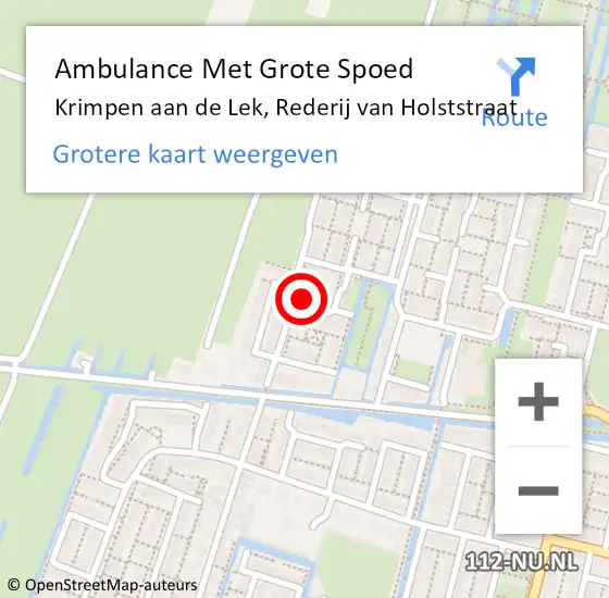Locatie op kaart van de 112 melding: Ambulance Met Grote Spoed Naar Krimpen aan de Lek, Rederij van Holststraat op 6 november 2015 01:53