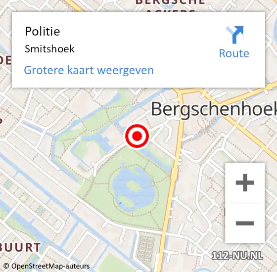 Locatie op kaart van de 112 melding: Politie Smitshoek op 6 november 2015 15:34