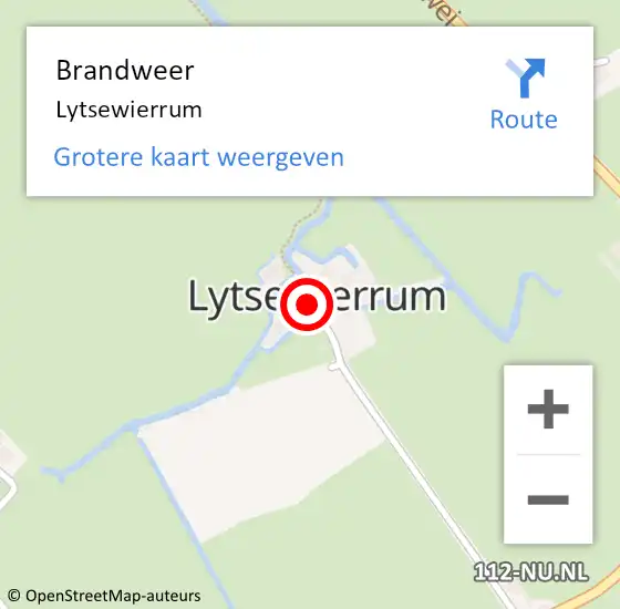 Locatie op kaart van de 112 melding: Brandweer Lytsewierrum op 6 november 2015 20:29