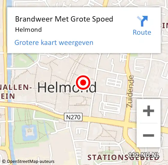 Locatie op kaart van de 112 melding: Brandweer Met Grote Spoed Naar Helmond, A270 Re hectometerpaal: 10,8 op 7 november 2015 04:26