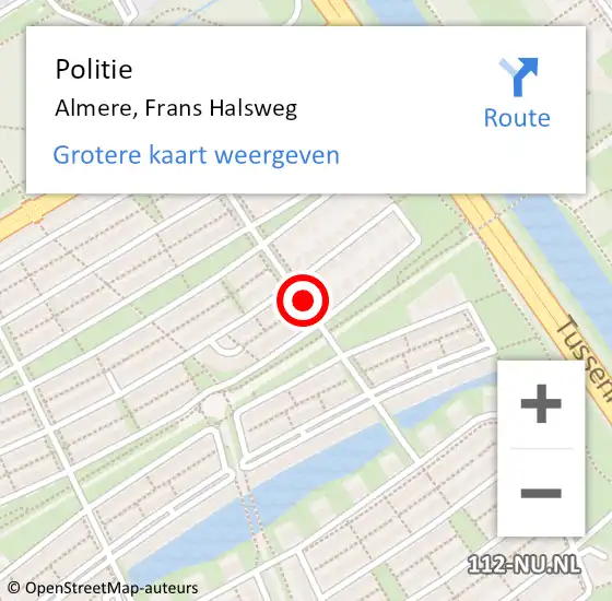 Locatie op kaart van de 112 melding: Politie Almere, Frans Halsweg op 26 november 2013 09:19