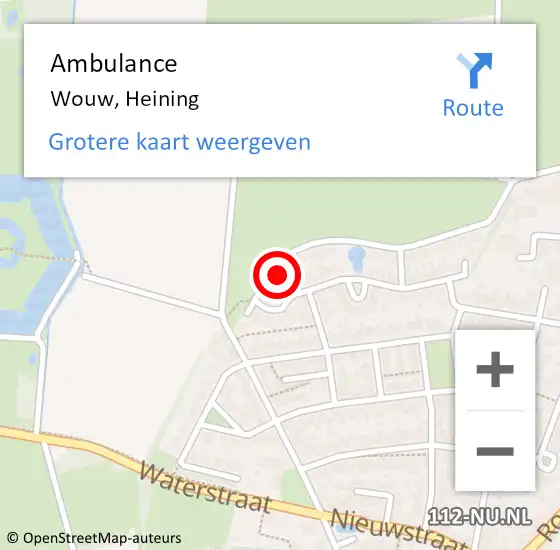 Locatie op kaart van de 112 melding: Ambulance Wouw, Heining op 7 november 2015 11:04