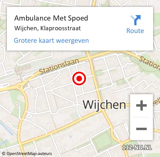 Locatie op kaart van de 112 melding: Ambulance Met Spoed Naar Wijchen, Klaproosstraat op 7 november 2015 14:01