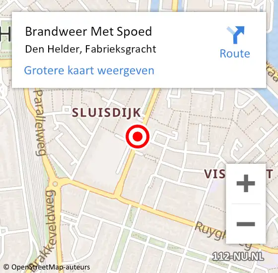 Locatie op kaart van de 112 melding: Brandweer Met Spoed Naar Den Helder, Fabrieksgracht op 7 november 2015 23:09