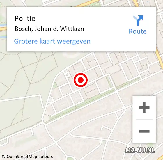 Locatie op kaart van de 112 melding: Politie Bosch, Johan d. Wittlaan op 8 november 2015 09:09