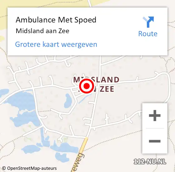 Locatie op kaart van de 112 melding: Ambulance Met Spoed Naar Midsland aan Zee op 8 november 2015 13:12
