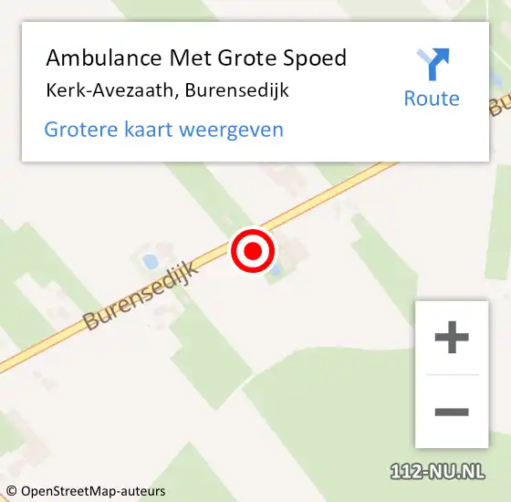 Locatie op kaart van de 112 melding: Ambulance Met Grote Spoed Naar Kerk-Avezaath, Burensedijk op 8 november 2015 17:10