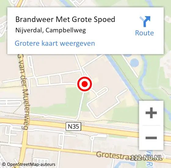 Locatie op kaart van de 112 melding: Brandweer Met Grote Spoed Naar Nijverdal, Campbellweg op 9 november 2015 10:42
