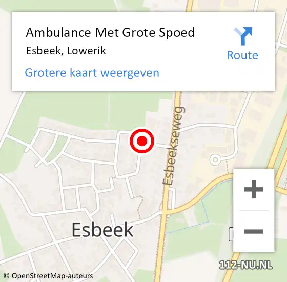Locatie op kaart van de 112 melding: Ambulance Met Grote Spoed Naar Esbeek, Lowerik op 9 november 2015 13:50