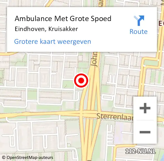 Locatie op kaart van de 112 melding: Ambulance Met Grote Spoed Naar Eindhoven, Kruisakker op 11 november 2015 08:42