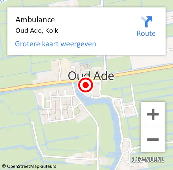Locatie op kaart van de 112 melding: Ambulance Oud Ade, Kolk op 14 september 2013 00:15