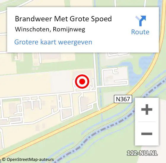 Locatie op kaart van de 112 melding: Brandweer Met Grote Spoed Naar Winschoten, Romijnweg op 11 november 2015 14:22